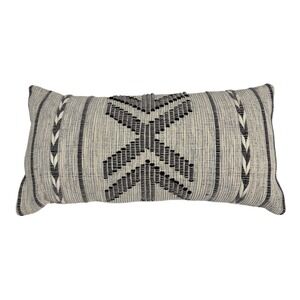 Lumbar Pillow Cover Neutral Woven‎ Textured Black Geometric Accent 14x28 WPP5